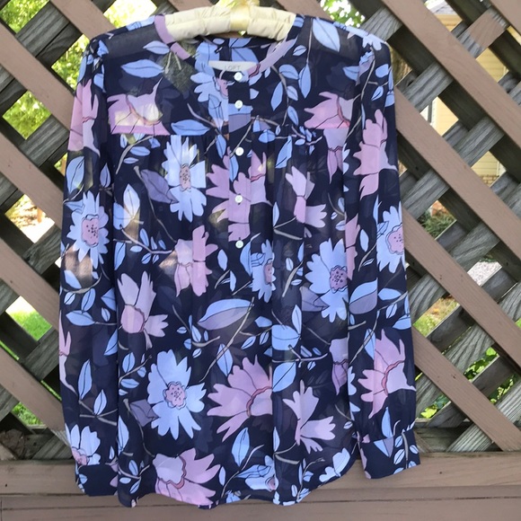 🌸HP🌸LOFT SHEER FLORAL BLOUSE - Picture 1 of 7